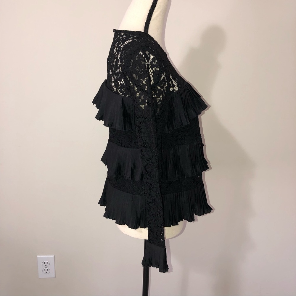 Dark Fairy Lace Top Size 4 Ruffle Long Sleeve Goth Witchy Romantic Wednesday - Picture 4 of 7